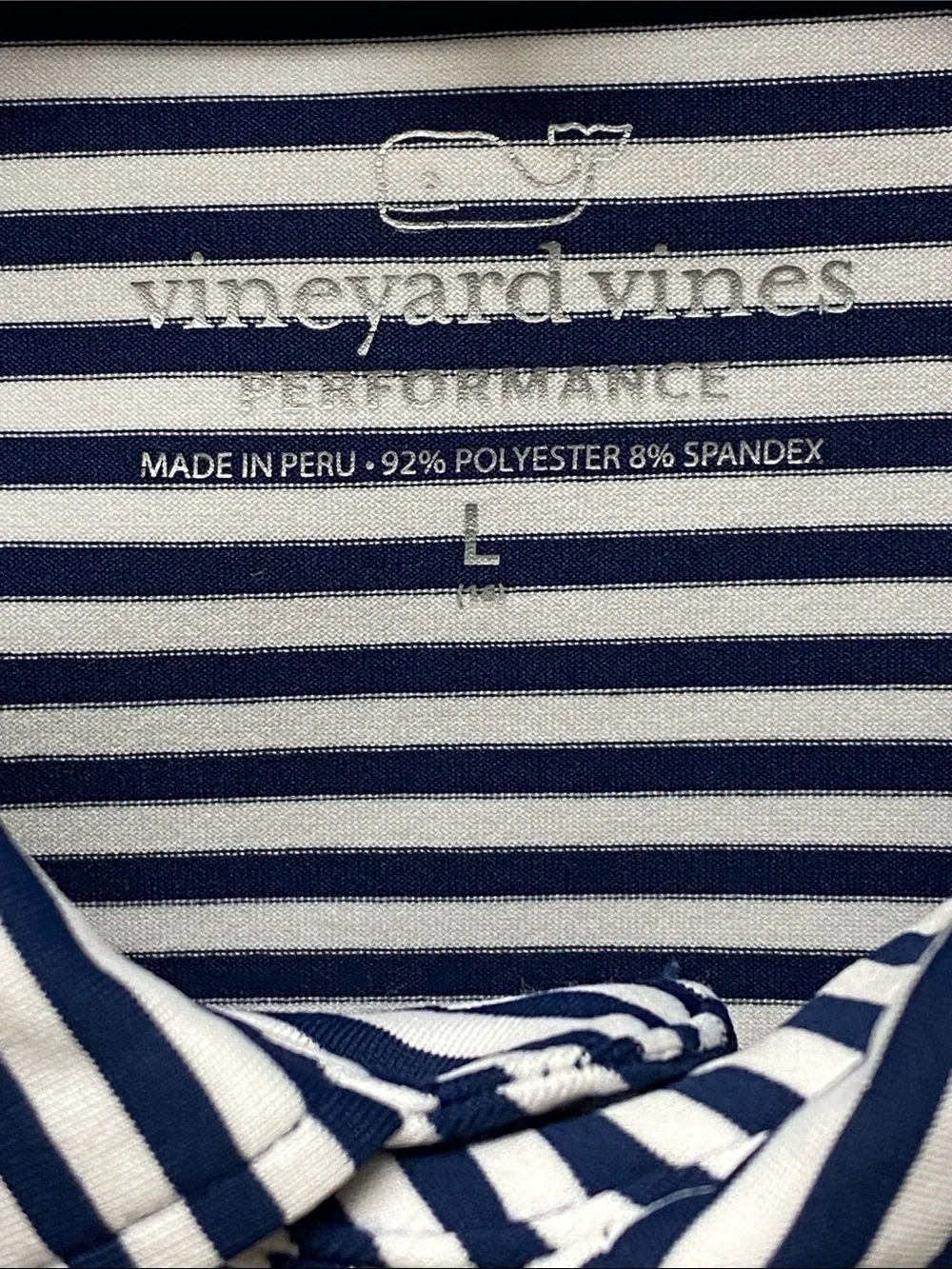 Vineyard Vines Navy and White Striped Performance Polo Golf Shirt